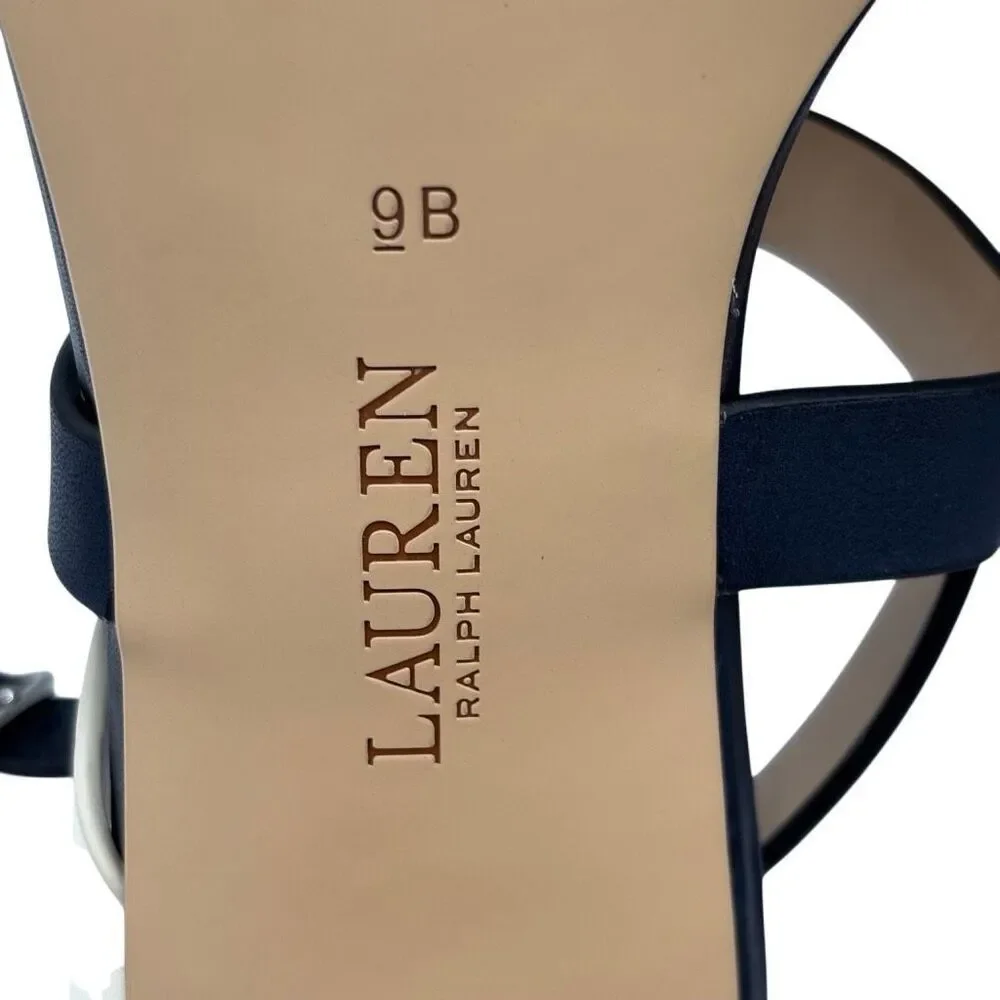 Lauren Ralph Lauren Mackensie Heeled Sandals‎ Black/Cream Size 9B NEW NWOT